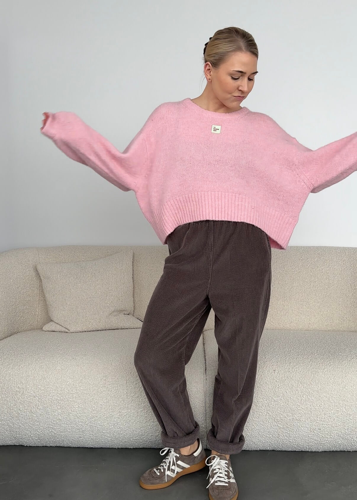 Verkürzter Strickpullover