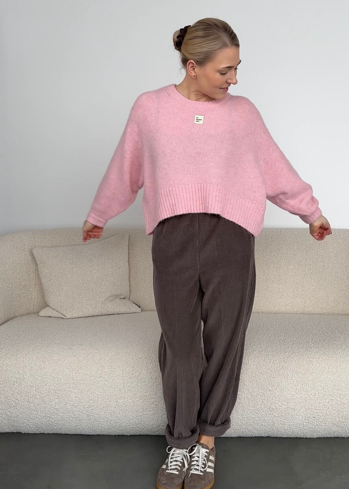 Verkürzter Strickpullover